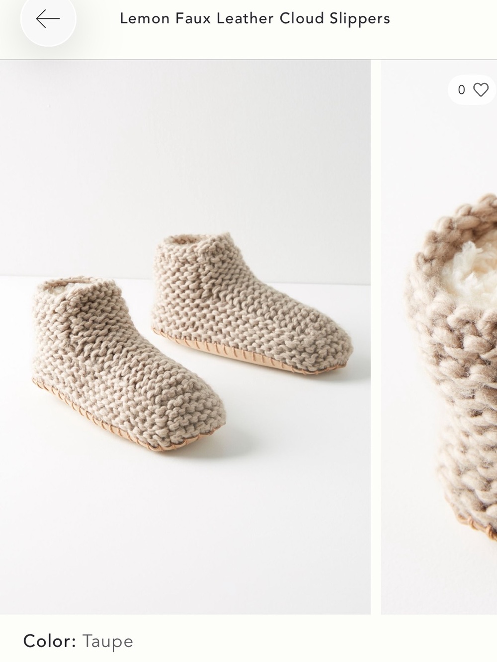 Anthropologie Lemon Taupe Knit Lesther Bottom Cloud Slipper Boots M 7/8